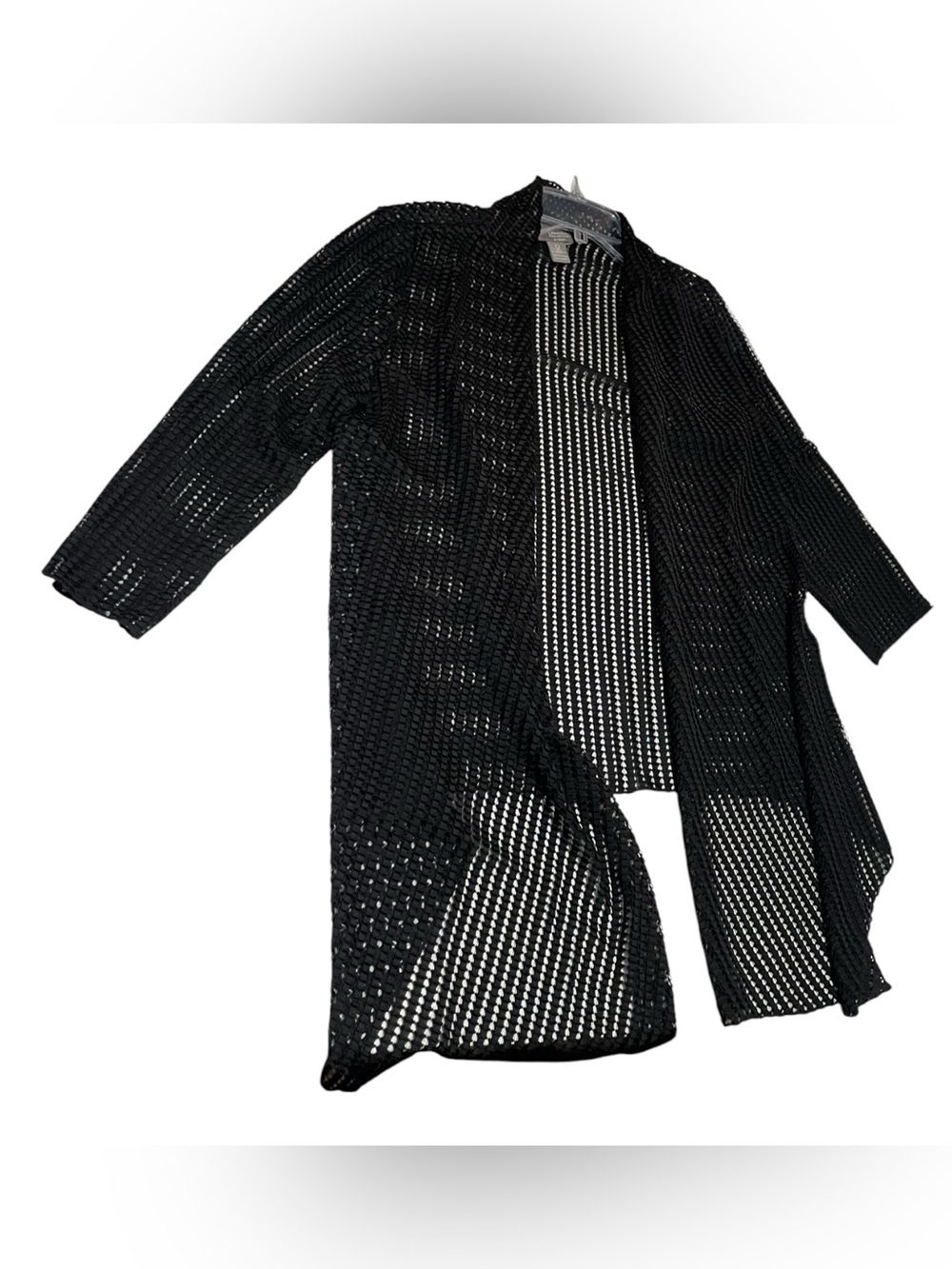 Chico’s Travelers collection size 0 black cardigan light perforated goth minimal